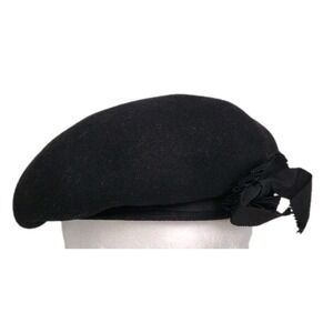 Womens Vintage 50's Black Wool Hat with Bow Accent Merrimac Hat Corp Theatre
